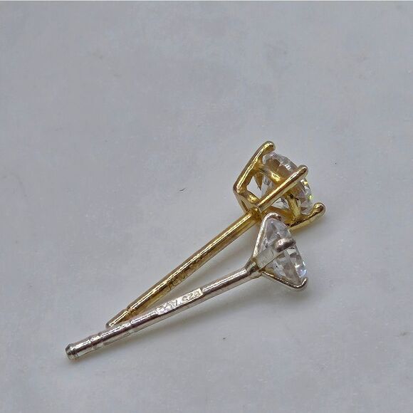 "5/$25" Mismatched Sterling Silver CZ Tiny Round Stud Earrings - Picture 5 of 8